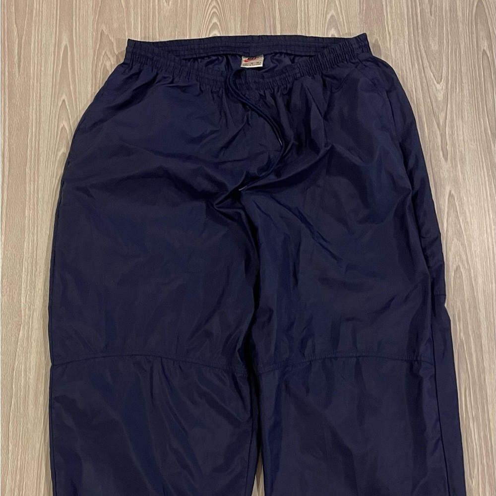 Vintage 90s Nike Track Pants Navy Blue White Tag Zip Ankle Lined Men’s Size XL